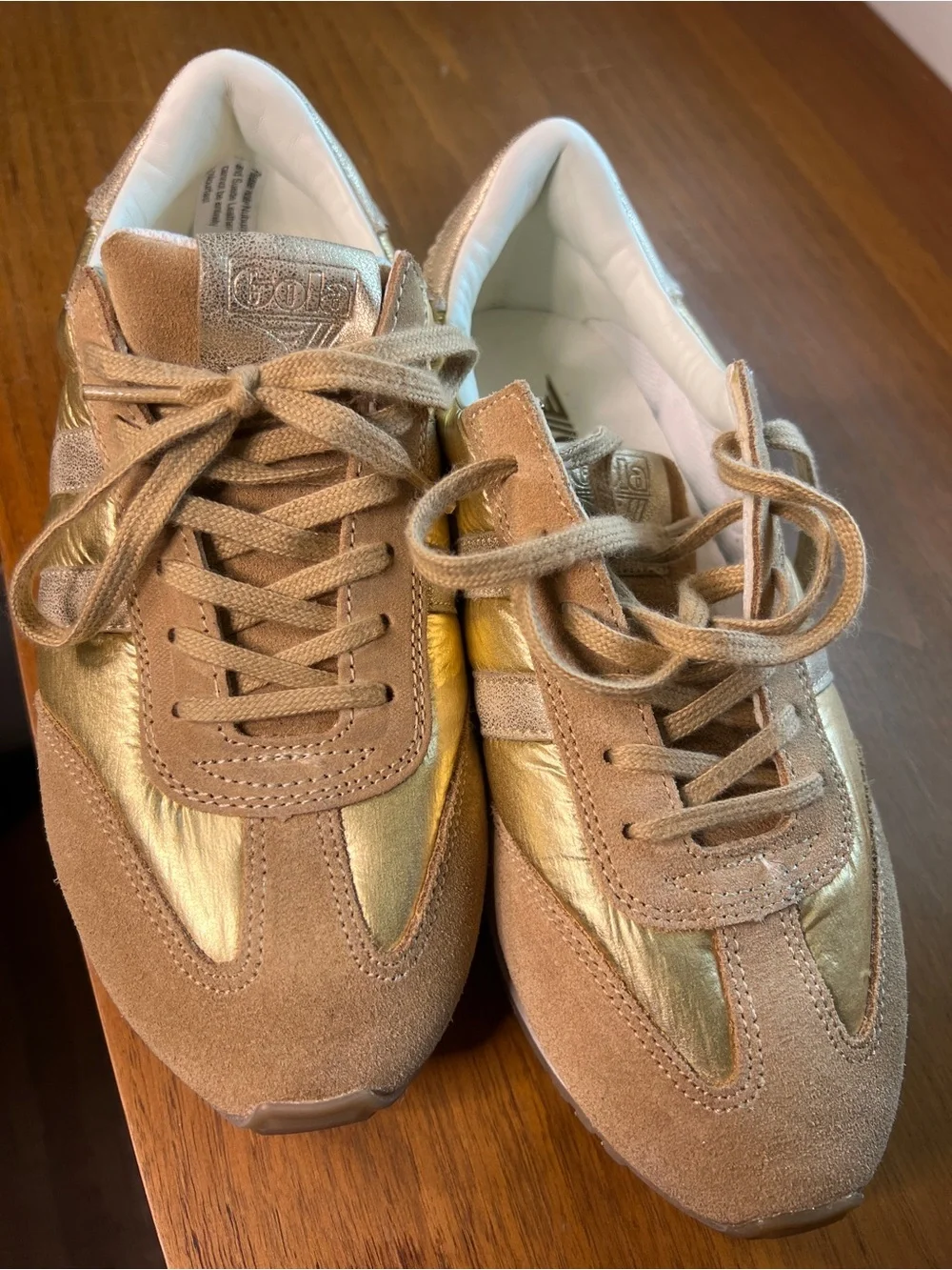 Women's Gola Boston 78 Metallic Gold Suede Sneakers Size 7